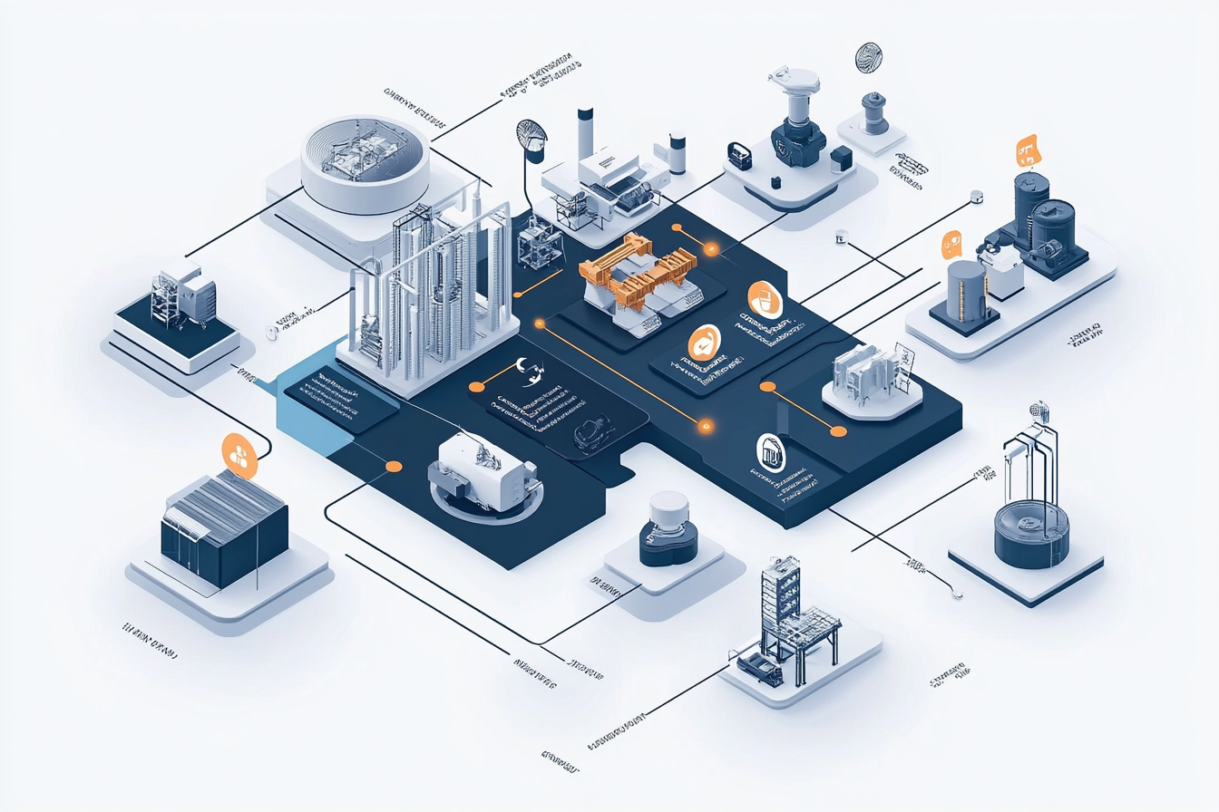 An infographic showcases key features to consider in automation tools. Sections highlight functional requirements, integrations with CI/CD pipelines, ease of use for both technical and non-technical users, maintenance needs, and budget considerations, with icons representing each feature.