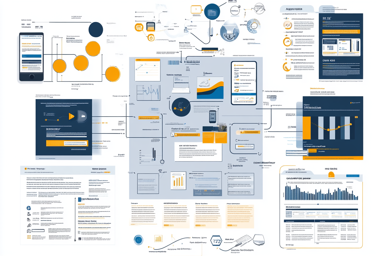 An infographic showcases the steps for implementing marketing automation software in a B2B context. Key elements include a checklist for choosing the right platform, featuring icons for lead scoring, email marketing, and analytics. Diagrams illustrate the setup process, highlighting customized workflows and training sessions for team members to optimize software use.