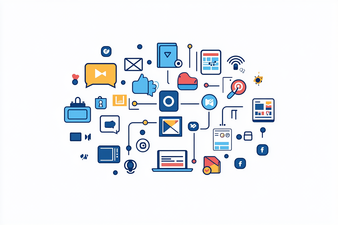 An infographic depicts the benefits of social media automation for marketers. It highlights features like efficiency, engagement, and balance between automation and personal interaction. Graphs and icons illustrate time-saving tools and authentic audience relationships, with a call-to-action to visit ipsom.io for more insights.