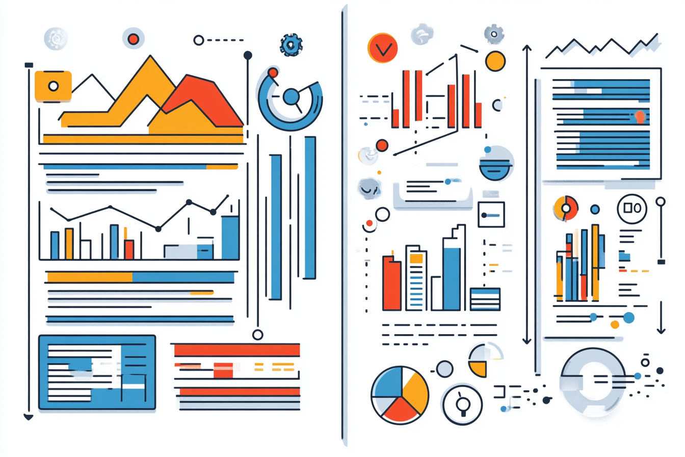 An infographic showcases the benefits of CRM and marketing automation. The left section highlights CRM advantages like improved data management and sales efficiency, illustrated with icons of organized data and upward arrows. The right section details marketing automation perks such as streamlined processes and personalized experiences, featuring charts and customer engagement visuals.