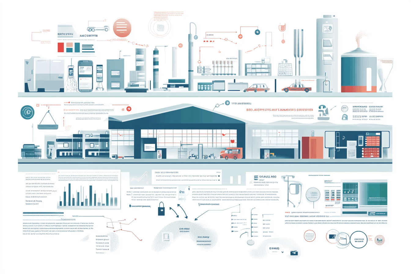 An infographic showcases data automation applications across industries. Sections labeled Retail, Healthcare, Accounting, and Manufacturing highlight key benefits like real-time inventory tracking, improved patient care, and predictive maintenance. Icons represent each industry, with arrows indicating enhanced efficiency and streamlined processes.